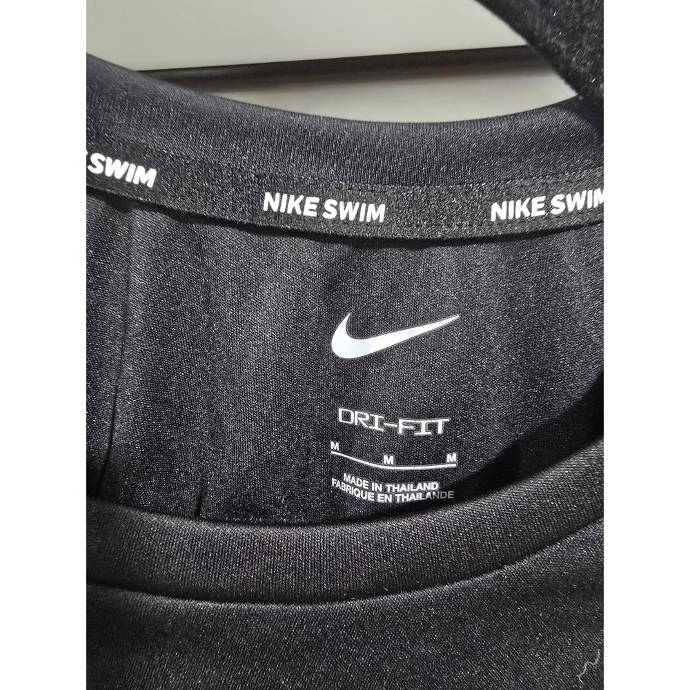 Nike Swim Mens Dri-FIT Long Sleeve Rash Guard Black UPF 40+ NESSA590 Medium - Picture 2 of 3